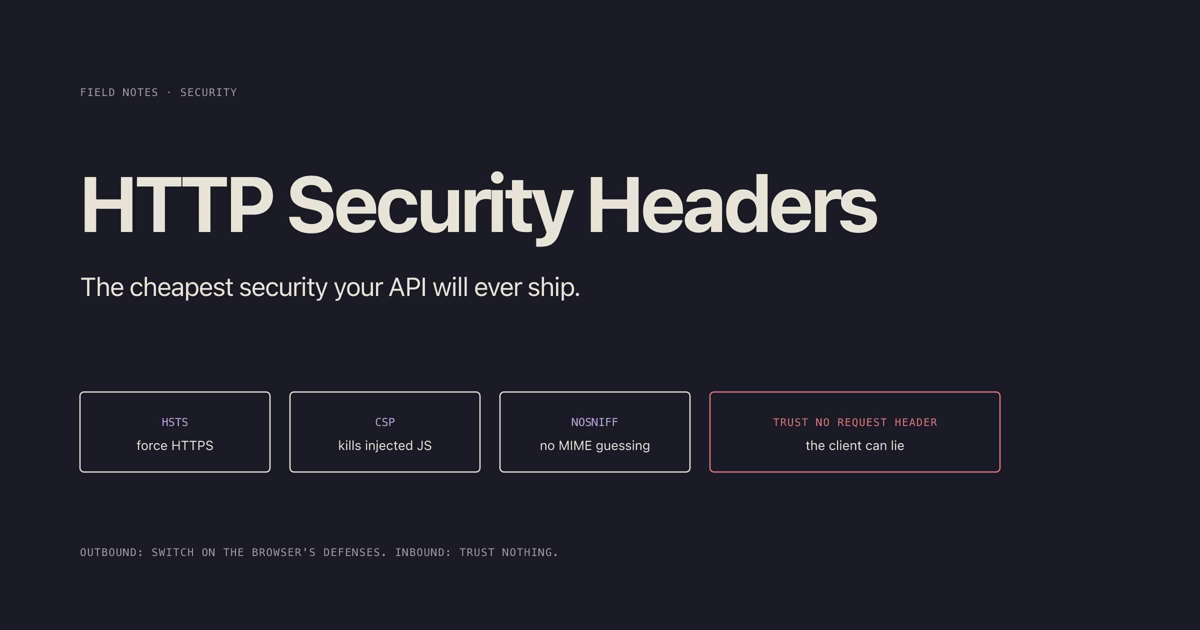 HTTP Security Headers: The Cheapest Security Your API Will Ever Ship